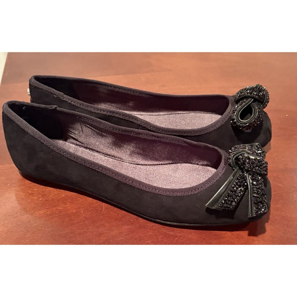 kate spade new york Women's Black Ballet Flats Glitter Bow Slip-On US 5 M - Picture 3 of 7